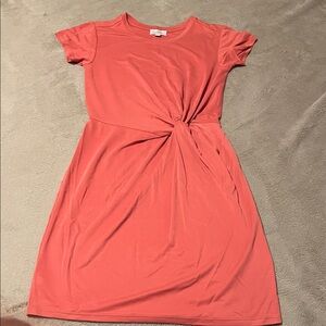 LOFT Coral Twist-Front Mini Dress Size S